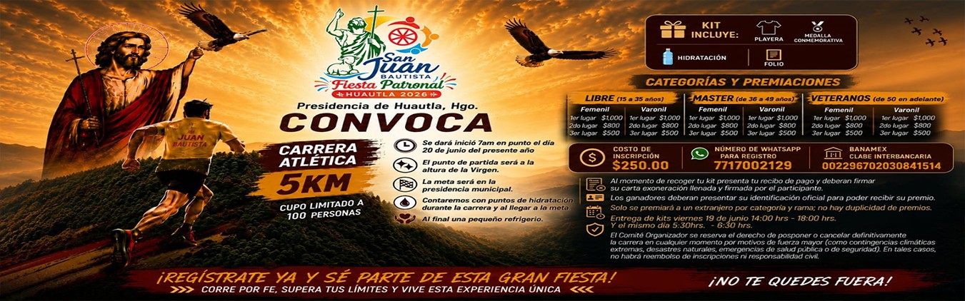 Carrera atletica San Juan Bautista Huautla 2026